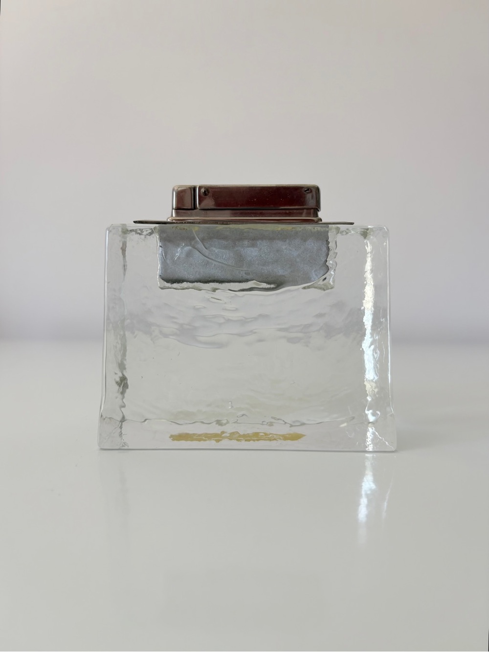 Hoechst Ice Block Table Lighter Glacier Glass Made in Germany 60s 70s